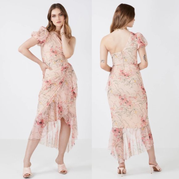 BCBGMaxAzria Dresses & Skirts - BCBGMaxAzria Sydney Midi Floral Mesh Dress NEW